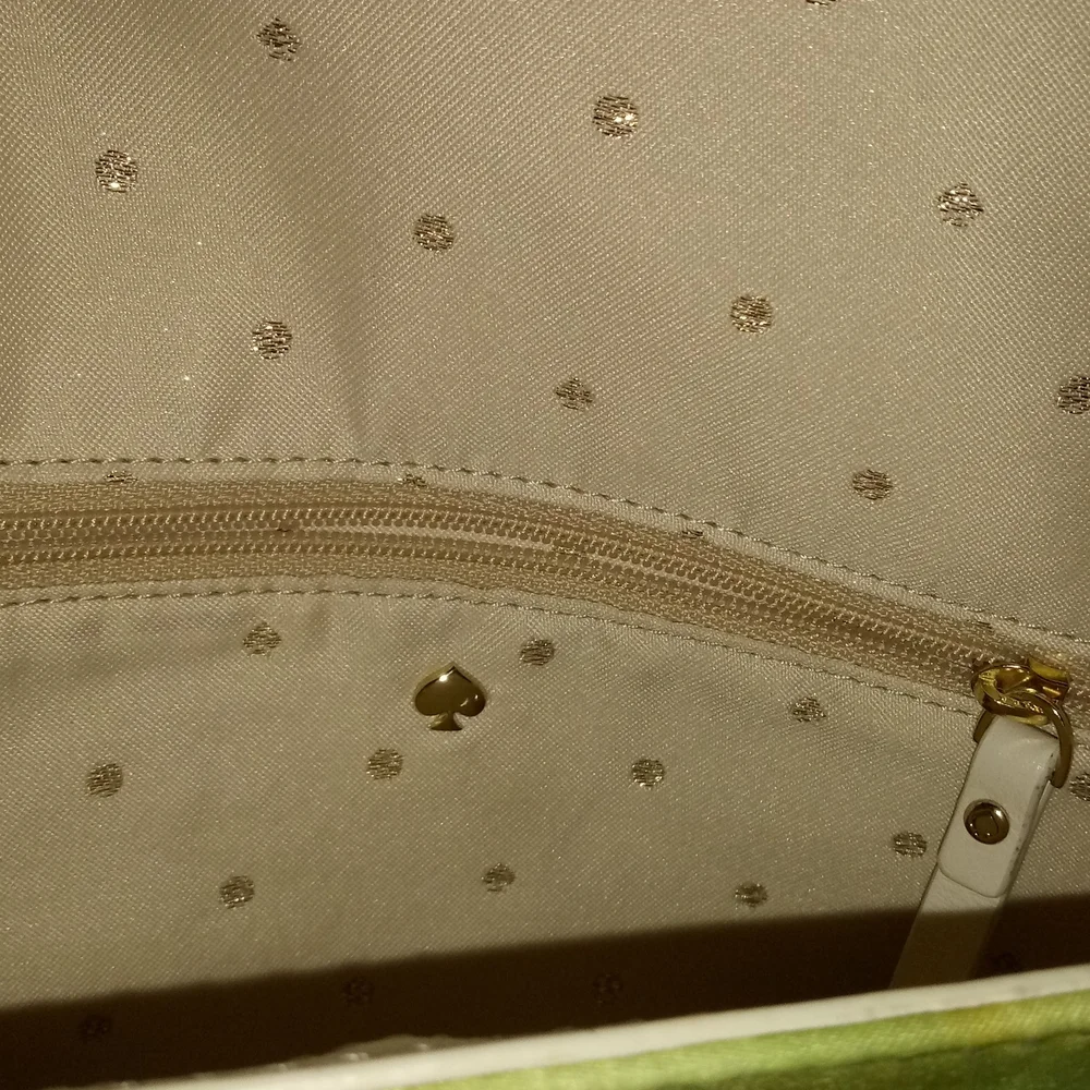 KATE SPADE MULTI COLOR SATIN CLUTCH WITH LEATHER TRIM - Picture 7 of 13
